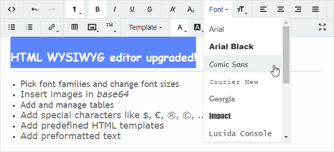 HTML WYSIWYG Editor upgraded